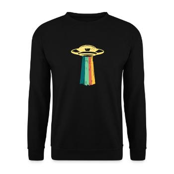 Ufo Alien Vintage Invasion Film Nerd Geek Geschenk - Unisex Pullover - Schwarz - Vorne - Alina (178cm) & Michal (187cm)