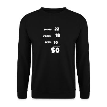 50. Geburtstag T-Shirt Geschenk Motiv Lustiger - Unisex Pullover - Schwarz - Vorne - Alina (178cm) & Michal (187cm)