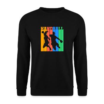 Handball Throw Jump Retro Gift - Unisex Sweatshirt - black - Front - Alina (178cm) & Michal (187cm)