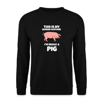 porc - Sweat-shirt Unisexe - noir - Devant - Alina (178cm) & Michal (187cm)
