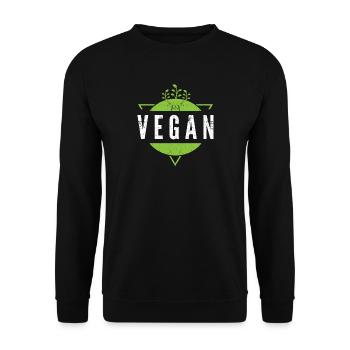 Veganes vegetarisches Geschenk - Unisex Pullover - Schwarz - Vorne - Alina (178cm) & Michal (187cm)