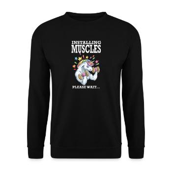 Installing Muscles Rainbow Unicorn Gift - Unisex Sweatshirt - black - Front - Alina (178cm) & Michal (187cm)