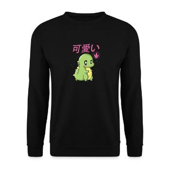 Kawaii Dino T-Rex cute and cute gift - Unisex Sweatshirt - black - Front - Alina (178cm) & Michal (187cm)