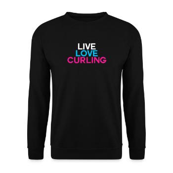 Curling Eisstockschießen - Unisex Pullover - Schwarz - Vorne - Alina (178cm) & Michal (187cm)
