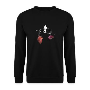 Le cœur et le cerveau en équilibre - Sweat-shirt Unisexe - noir - Devant - Alina (178cm) & Michal (187cm)