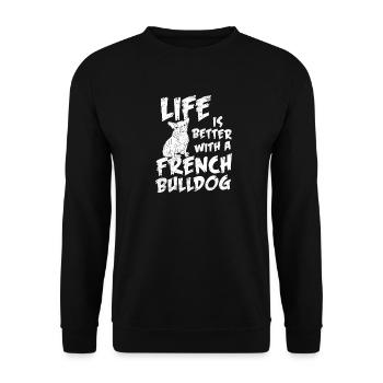 French Bulldog Life - Unisex Sweatshirt - black - Front - Alina (178cm) & Michal (187cm)