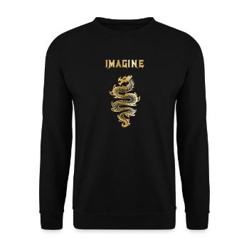 Imagine Fantasy Dragon Tattoo Style Design - Unisex Sweatshirt - black - Front - Alina (178cm) & Michal (187cm)