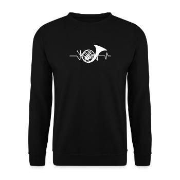 Cor français - Cor français - Hornist - Battement de coeur - Sweat-shirt Unisexe - noir - Devant - Alina (178cm) & Michal (187cm)