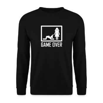 Game Over Funny JGA Shirt Bachelor Party - Sweat-shirt Unisexe - noir - Devant - Alina (178cm) & Michal (187cm)