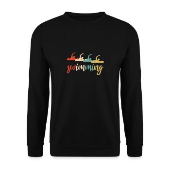 Schwimmen Schwimmer Tauchen Geschenk Retro - Unisex Pullover - Schwarz - Vorne - Alina (178cm) & Michal (187cm)