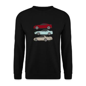 Voitures empilées - Sweat-shirt Unisexe - noir - Devant - Alina (178cm) & Michal (187cm)