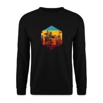 Retro Weinlese des Aquariums - Unisex Pullover - Schwarz - Vorne - Alina (178cm) & Michal (187cm)