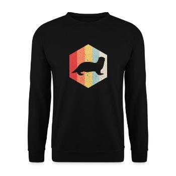 Otter Wassermarder Retro Geschenk - Unisex Pullover - Schwarz - Vorne - Alina (178cm) & Michal (187cm)