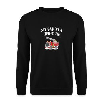 Mein Papa ist Feuerwehrmann, Feuerwehrauto - Unisex Pullover - Schwarz - Vorne - Alina (178cm) & Michal (187cm)
