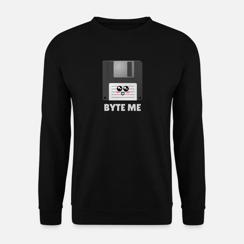 Byte Me Cute Diskette Pun - Unisex Sweatshirt - black