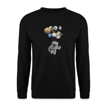 Astronaut in space/universe with planets - Unisex Sweatshirt - black - Front - Alina (178cm) & Michal (187cm)