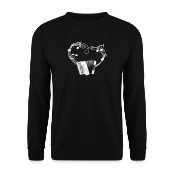 Akkordeon - Akkordeonist - Ziehharmonika - Herz - Unisex Pullover - Schwarz - Vorne - Alina (178cm) & Michal (187cm)