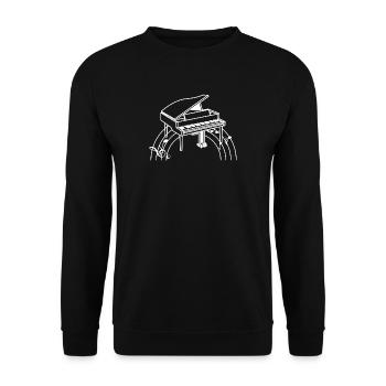 Piano - Klavier - Pianist - Noten - Geschenk - Unisex Pullover - Schwarz - Vorne - Alina (178cm) & Michal (187cm)