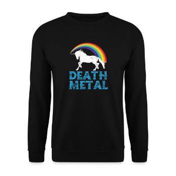 Death Metal Einhorn - Unisex Pullover - Schwarz - Vorne - Alina (178cm) & Michal (187cm)