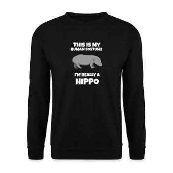 Nilpferd - Unisex Pullover - Schwarz - Vorne - Alina (178cm) & Michal (187cm)