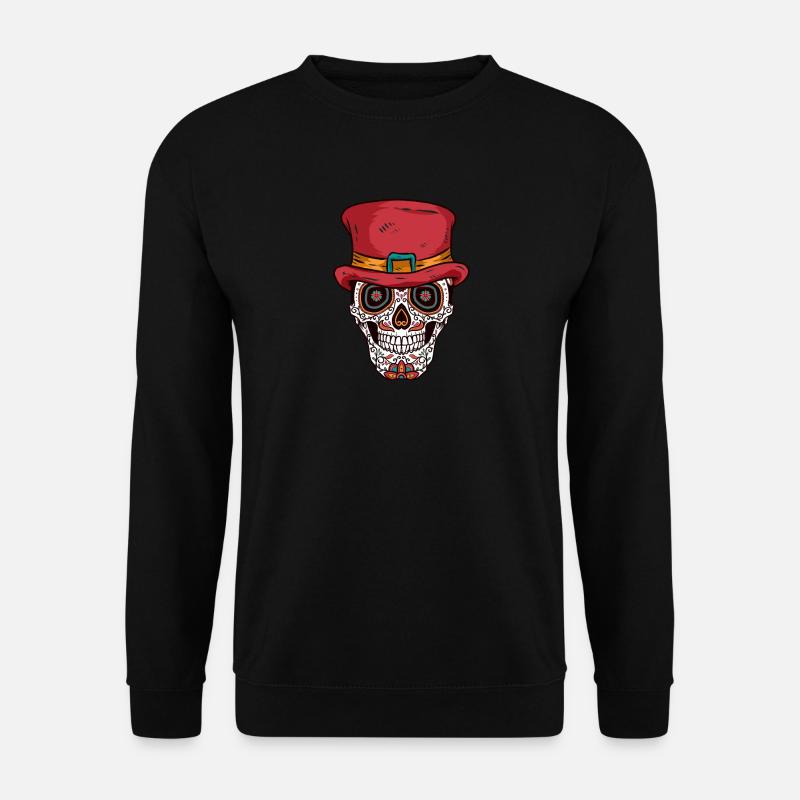 Zucker-Schädel-Hut - Unisex Pullover - Schwarz