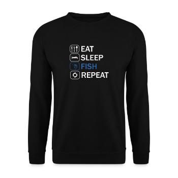 Eat sleep fish repeat - Sweat-shirt Unisexe - noir - Devant - Alina (178cm) & Michal (187cm)