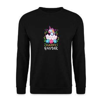 Einhorn - Einhörner - Geschenk - Frohe Ostern - Unisex Pullover - Schwarz - Vorne - Alina (178cm) & Michal (187cm)