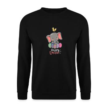 Éléphant - Éléphants - Pâques - Joyeuses Pâques - Sweat-shirt Unisexe - noir - Devant - Alina (178cm) & Michal (187cm)