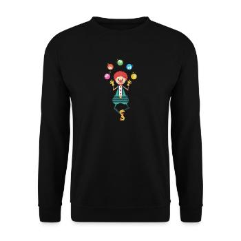 Clown Zirkus Geschenk Karneval Kostüm Jongleur - Unisex Pullover - Schwarz - Vorne - Alina (178cm) & Michal (187cm)