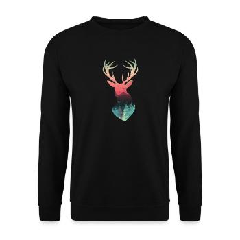 Bois de cerf rouge cerf wapiti cerf orignal - Sweat-shirt Unisexe - noir - Devant - Alina (178cm) & Michal (187cm)