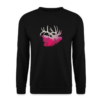 Deer moose antlers hunting Camping Lapland wapiti - Unisex Sweatshirt - black - Front - Alina (178cm) & Michal (187cm)