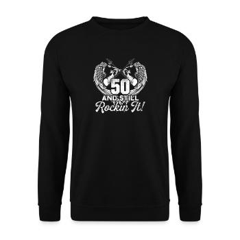 Cadeau d'anniversaire guitare de 50 ans - Sweat-shirt Unisexe - noir - Devant - Alina (178cm) & Michal (187cm)