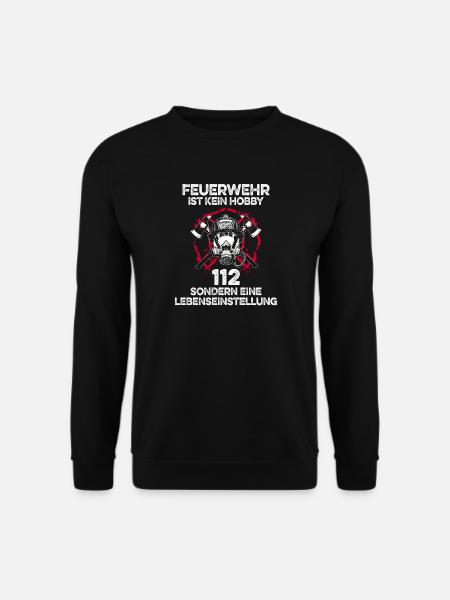 Feuerwehr 112 Feuerwehrmann freiwillige Feuerwehr - Unisex Pullover - Schwarz