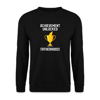 Vaterschaft Geburt Level Pokal Nuckelflasche Baby - Unisex Pullover - Schwarz - Vorne - Alina (178cm) & Michal (187cm)