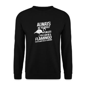 Flamingo Vogel Geschenk - Unisex Pullover - Schwarz - Vorne - Alina (178cm) & Michal (187cm)