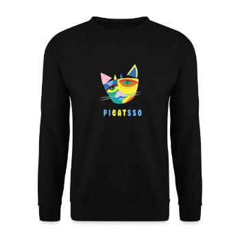 Pi-Cat-Sso Picasso chat Résumé Art Cadeau - Sweat-shirt Unisexe - noir - Devant - Alina (178cm) & Michal (187cm)