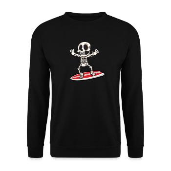 Skelett Knochen Surfen Surfboard Surf Geschenk - Unisex Pullover - Schwarz - Vorne - Alina (178cm) & Michal (187cm)