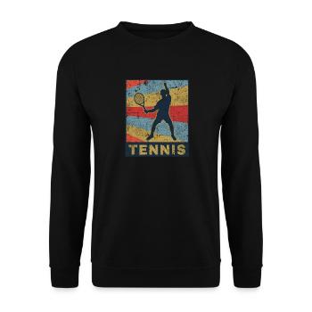 Tennis Tennisfan Tennisclub Geschenk Tennisball - Unisex Pullover - Schwarz - Vorne - Alina (178cm) & Michal (187cm)