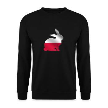 Polska Hase | Polen Polnische Flagge - Unisex Pullover - Schwarz - Vorne - Alina (178cm) & Michal (187cm)