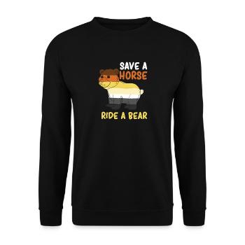 Rette einen Ausritt Ein Bär Gay Pride - Unisex Pullover - Schwarz - Vorne - Alina (178cm) & Michal (187cm)
