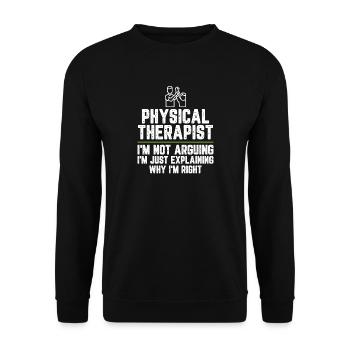 Physiotherapeut Ich streite nicht Ich bin gerecht - Unisex Pullover - Schwarz - Vorne - Alina (178cm) & Michal (187cm)