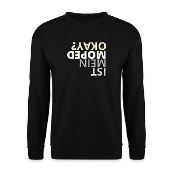 Moped Geschenk für Moped Freunde - Unisex Pullover - Schwarz - Vorne - Alina (178cm) & Michal (187cm)