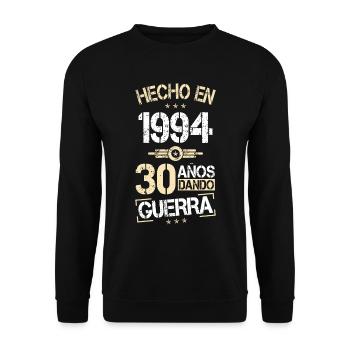 30e anniversaire - Fabriqué en 1994 30 ans de guerre - Sweat-shirt Unisexe - noir - Devant - Alina (178cm) & Michal (187cm)