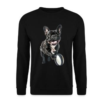 Französische Bulldogge - Unisex Pullover - Schwarz - Vorne - Alina (178cm) & Michal (187cm)