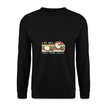 Lustiger Tischtennis Spruch Tischtennis - Unisex Pullover - Schwarz - Vorne - Alina (178cm) & Michal (187cm)