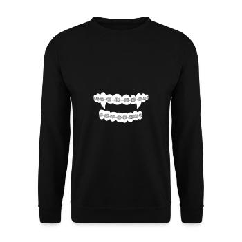 Vampire Teeth Braces Halloween Creepy Costume - Unisex Sweatshirt - black - Front - Alina (178cm) & Michal (187cm)