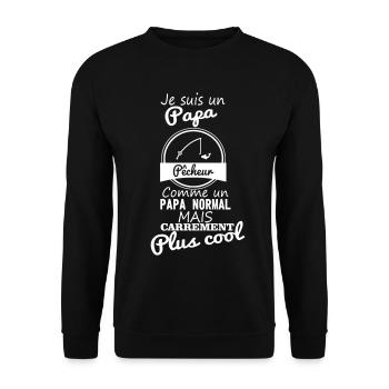 Papa pêcheur - pêche - père - Sweat-shirt Unisexe - noir - Devant - Alina (178cm) & Michal (187cm)