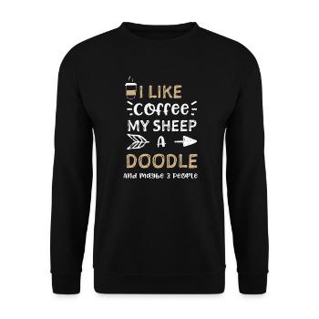 J’aime le café mes moutons un gribouillage... - Sweat-shirt Unisexe - noir - Devant - Alina (178cm) & Michal (187cm)