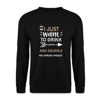 Je veux juste boire du café et... - Sweat-shirt Unisexe - noir - Devant - Alina (178cm) & Michal (187cm)