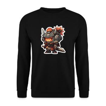 Chibi Samurai Roboter - Unisex Pullover - Schwarz - Vorne - Alina (178cm) & Michal (187cm)